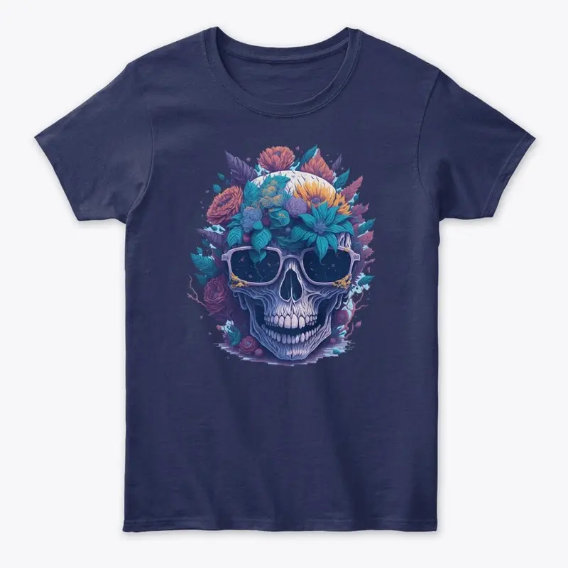 skeleton wearing glasses tee