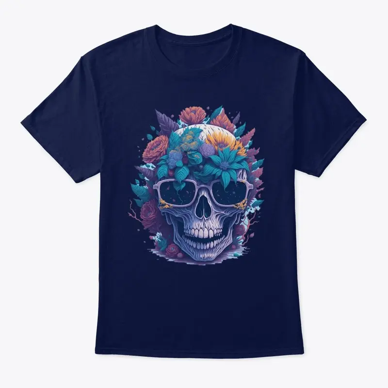 skeleton wearing glasses tee